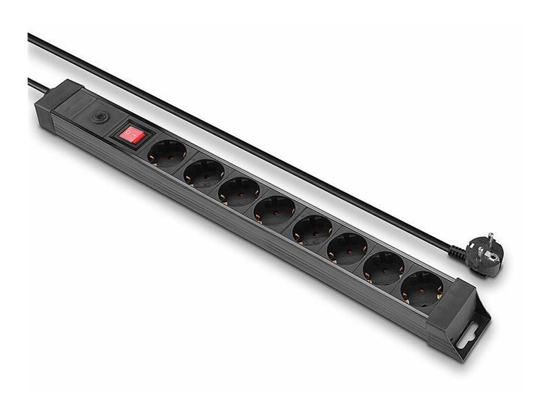 Multiprise 8 prises Schuko avec interrupteur, noir