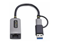 Startech USB-C to Ethernet Adapter w/USB-A Adapter, Realtek RTL8153B - network adapter - USB-C 3.2 Gen 1 - Gigabit Ethernet