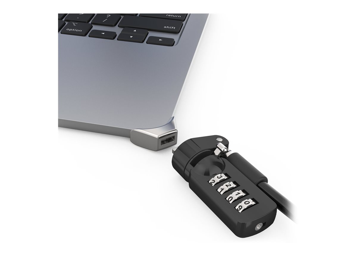 Compulocks Ledge Lock Adapter for MacBook Air 15" M2-M4 with Combination Cable Lock Silver