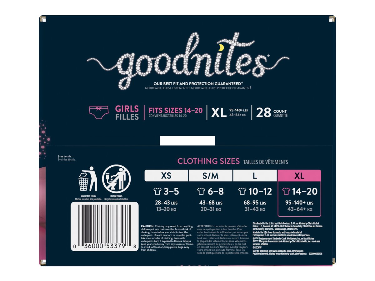 GoodNites Girl's NightTime Incontinence Underwear - Extra Large - 28's