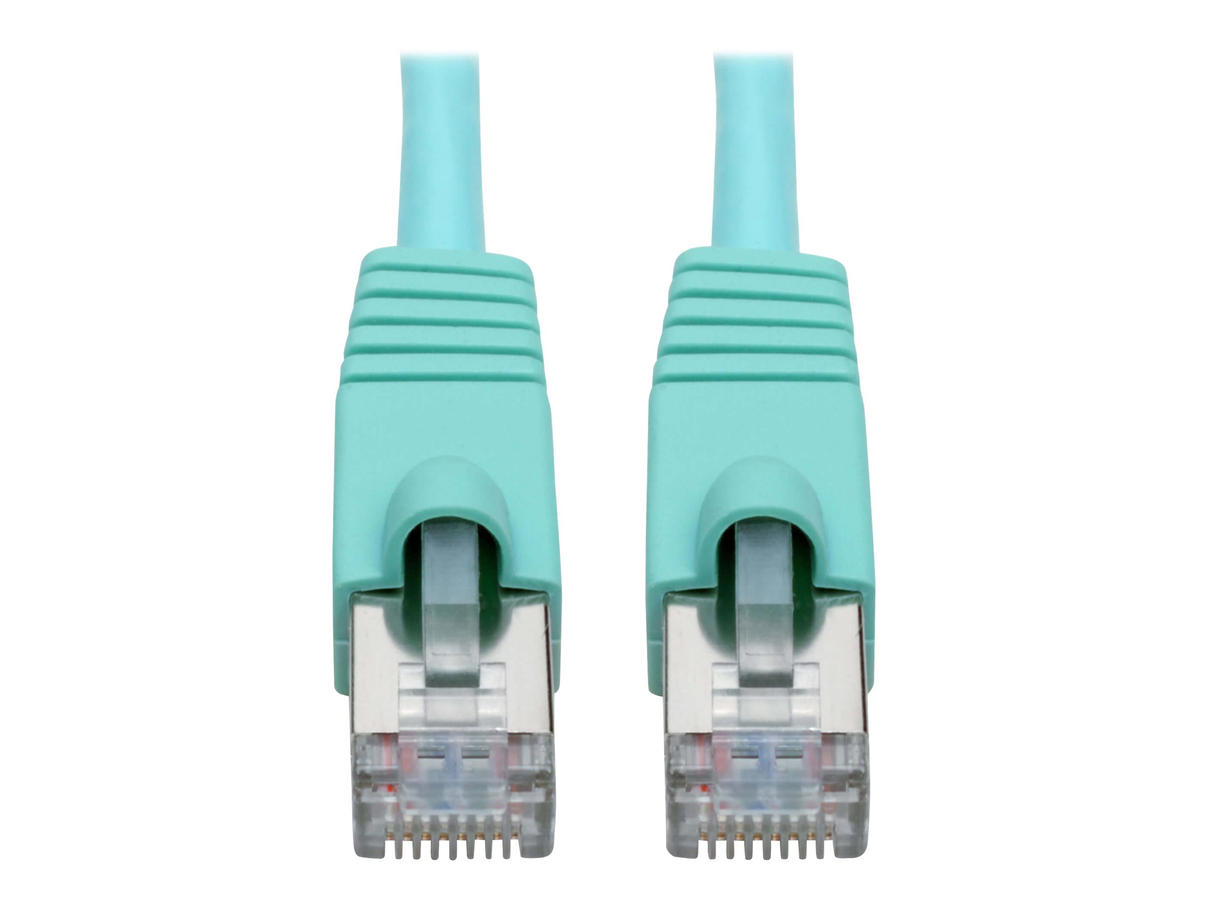 Tripp Lite Cat6a 10G-Certified Snagless Shielded STP Network Patch Cable (RJ45 M/M), PoE, Aqua, 20 ft.