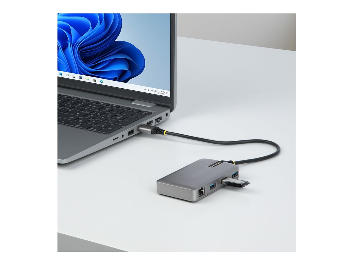 StarTech.com 3-Port USB Hub with Ethernet, 3x USB-A Ports, Gigabit Ethernet RJ45, USB 3.0 5Gbps, Bus-Powered, USB Hub w/ GbE and 1ft/30cm Long Cable, Portable Laptop USB Hub - USB Expansion Hub w/ Ethernet Adapter (5G3AGBB-USB-A-HUB) - rozbočovač - 3 porty – foto 8