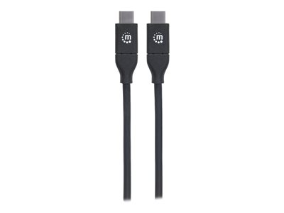 Manhattan USB-C to USB-C Cable, 2m, Male to Male, 480 Mbps (USB 2.0), 5A (super fast charging), Hi-Speed USB, Black, Lifetime Warranty, Polybag