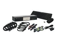 IOGEAR 4-Port 4K DisplayPort1.2 KVMP with Wireless Keyboard and Mouse Cables Included 
