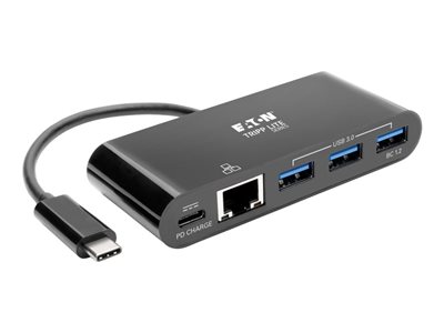 Eaton Tripp Lite series 3-Port USB C hub w/ Gigabit ethernet GbE, USB-C Charging USB Type C USB-C USB 3.1 Hub