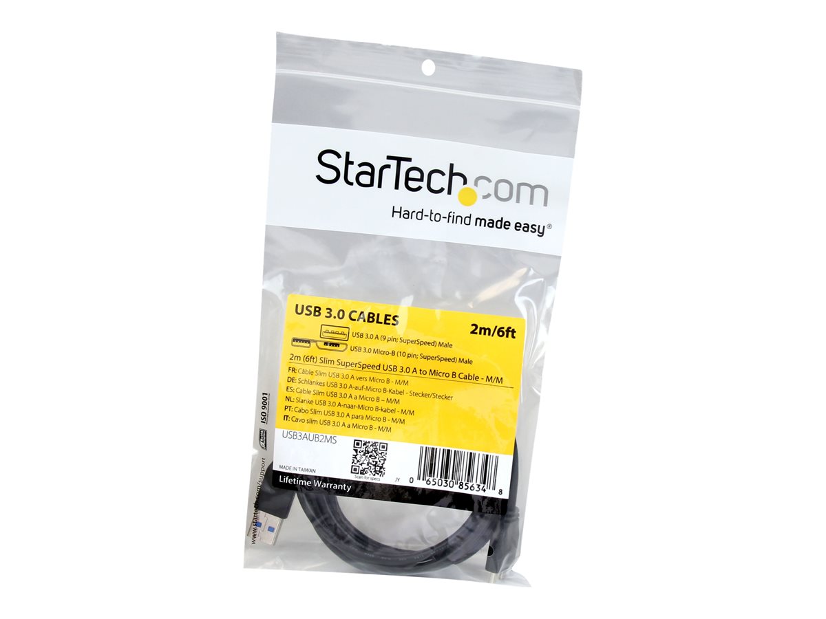 StarTech.com 2m 6ft Slim USB 3.0 A to Micro B Cable M/M - Mobile Charge Sync USB 3.0 Micro B Cable for Smartphones and Tablets (USB3AUB2MS) - kabel USB - Micro-USB typu B do USB typ A - 2 m – foto 3