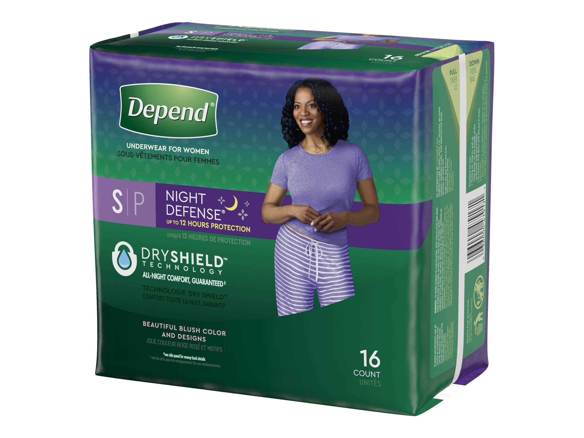 Depend Night Defense Overnight Women Small Underwear 16 ct package