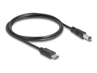 DeLOCK 24 pin USB-C (male) - Strøm DC jackstik 5,5 mm (ID: 2,1 mm) (male) Sort 1m Strømkabel