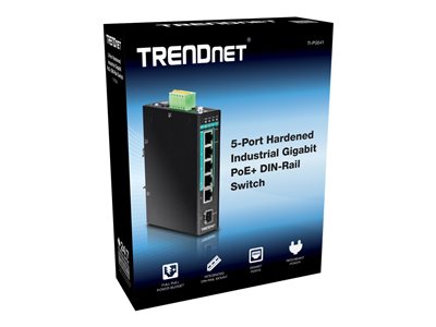 TRENDnet Industrie Switch 5 Port Gbit Unman. L2 PoE+ Metall - TI-PG541