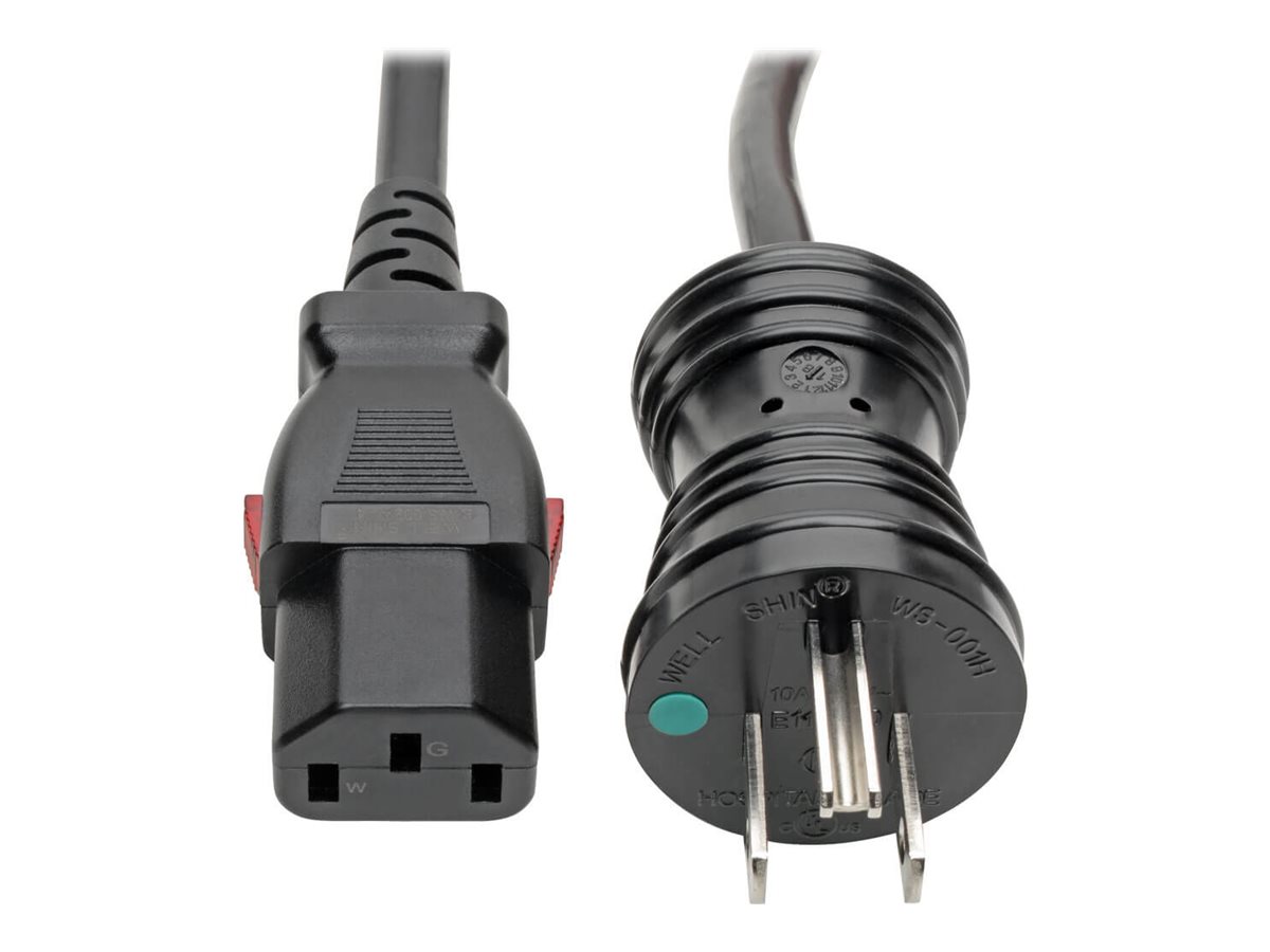 Eaton Tripp Lite Series Hospital-Grade Power Cord, NEMA 5-15P to Locking IEC C13
