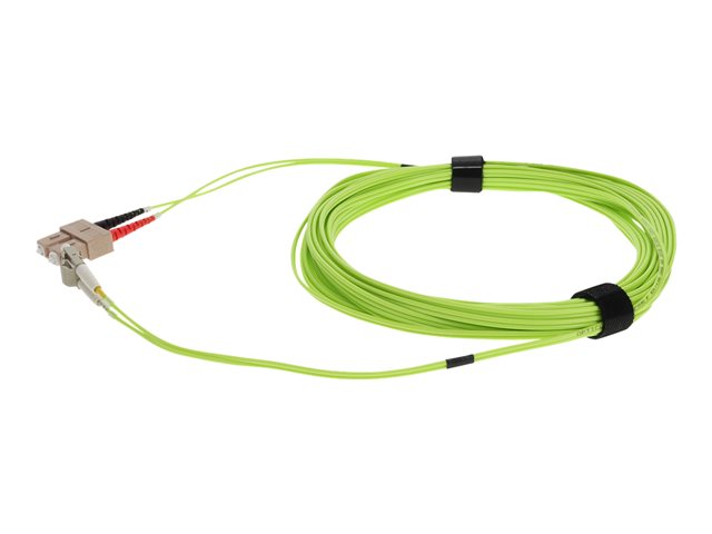 AddOn - Cordon de raccordement - SC/PC multimode (M) pour LC/PC multimode (M) - 1 m - fibre optique - duplex - 50 microns - OM5 - colonne montante - citron vert