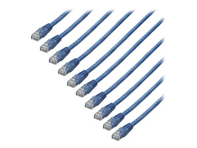 StarTech.com 1ft CAT6 Ethernet Cable, 10 Gigabit Molded RJ45 650MHz 100W PoE Patch Cord, CAT 6 10GbE UTP Network Cable with Strain Relief, Blue, Fluke Tested/UL Certified Wiring, 10 Pack - Category 6, 24AWG, TIA (C6PATCH1BL10PK)