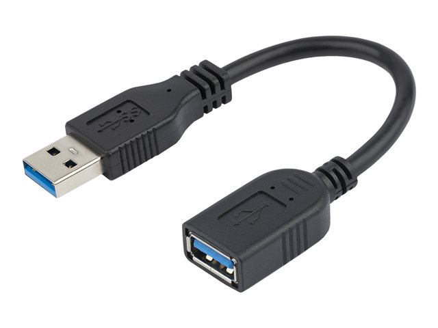 Image of StarTech.com 6in Short USB 3.0 Extension Adapter Cable (USB-A Male to USB-A Female) - USB 3.1 Gen 1 (5Gbps) Port Saver Cable - Black (USB3EXT6INBK) - USB extension cable - USB Type A to USB Type A - 15.2 cm