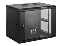 Intellinet Network Cabinet, Wall Mount (Standard), 9U, Usable Depth 500mm/Width 540mm, Black, Assembled, Max 60kg, Metal & Glass Door, Back Panel, Removeable Sides,Suitable also for use on desk or floor, 19',Parts for wall install (eg screws/rawl plugs) n