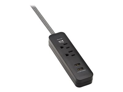SURGE PROTECTOR POWER STRIP2-OUTLET 2 USB PORTS 2.1A 6FT CORD