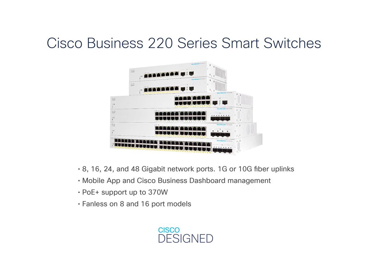 Cisco Business 220 Series CBS220-24FP-4G - přepínač - 28 porty - inteligentní - Lze montovat do rozvaděče – foto 3