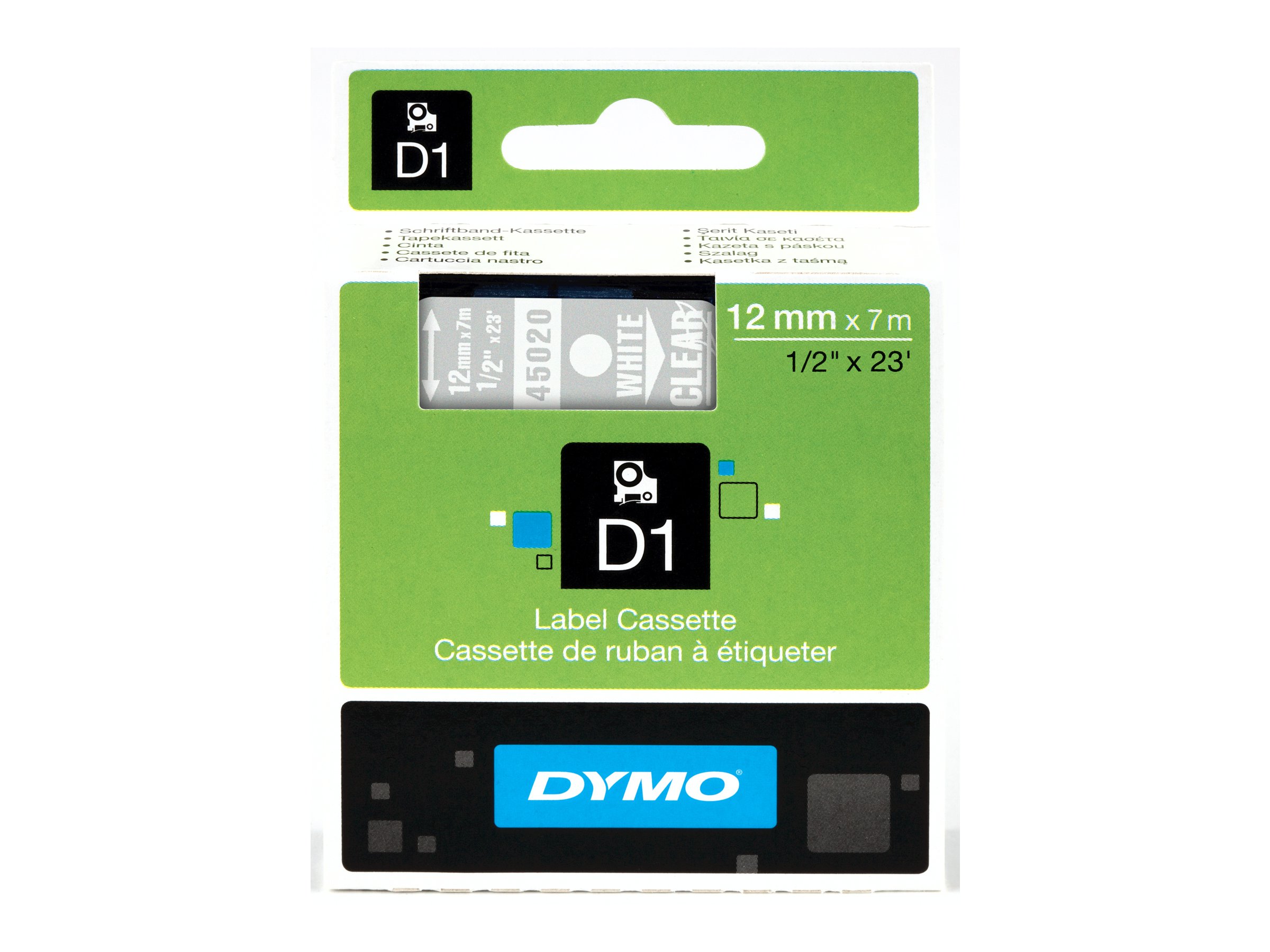 DYMO D1, label tape, 1 cassette(s), Roll (1.2 cm x 7 m)