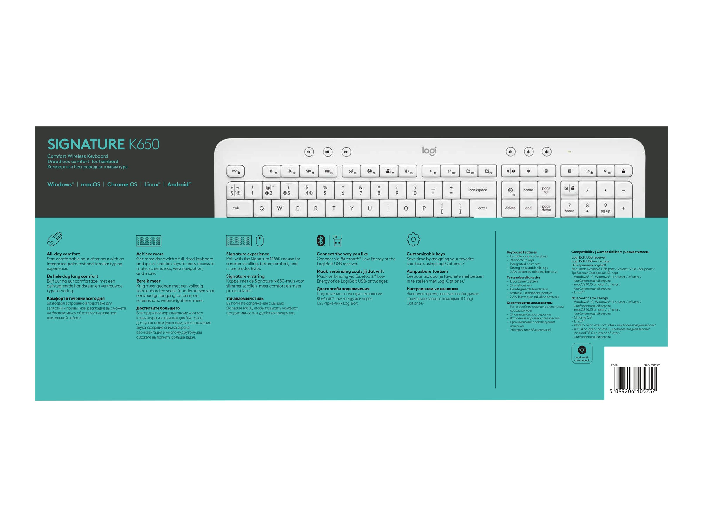 Logitech Signature K650 keyboard QWERTY English off-white Input Usage / lifestyle Front 72785