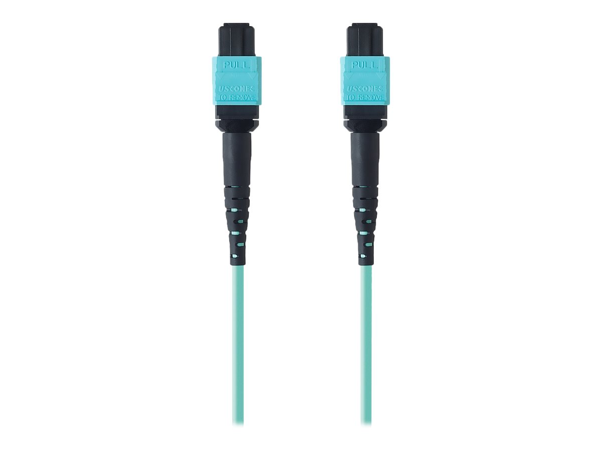 Belkin 3M MTP to MTP MPO Fiber Optic Cable, 40GB Aqua, 50/125, OM3, Plenum