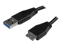 StarTech.com Câble SuperSpeed USB 3.0 slim A vers Micro B de 0,5 m - Cordon USB A vers Micro B - Mâle / Mâle - Noir