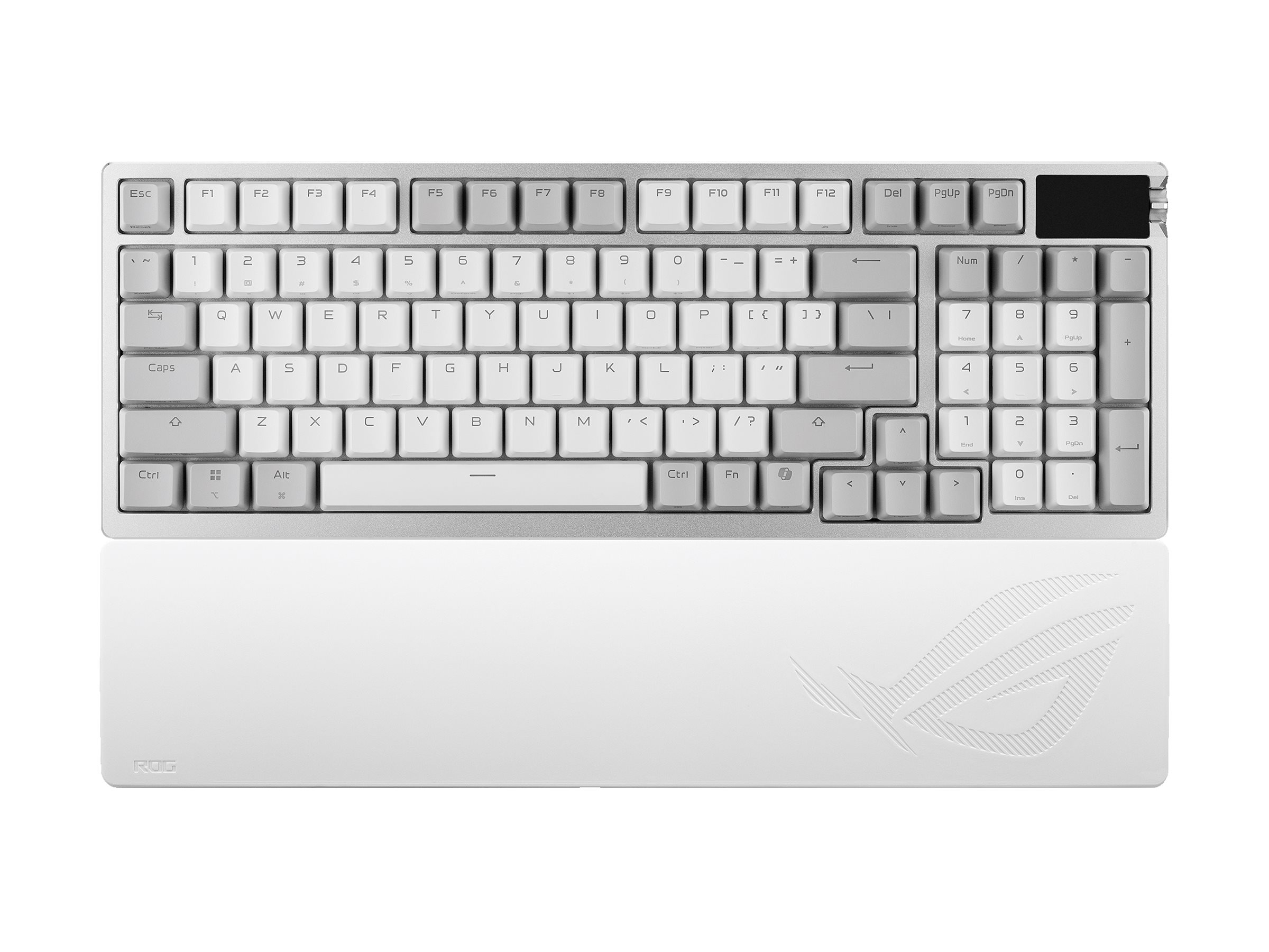 ASUS ROG Azoth 96 HE Lite keyboard Hall Effect 96% compact with OLED display knob white Product shot Left-angle 79901