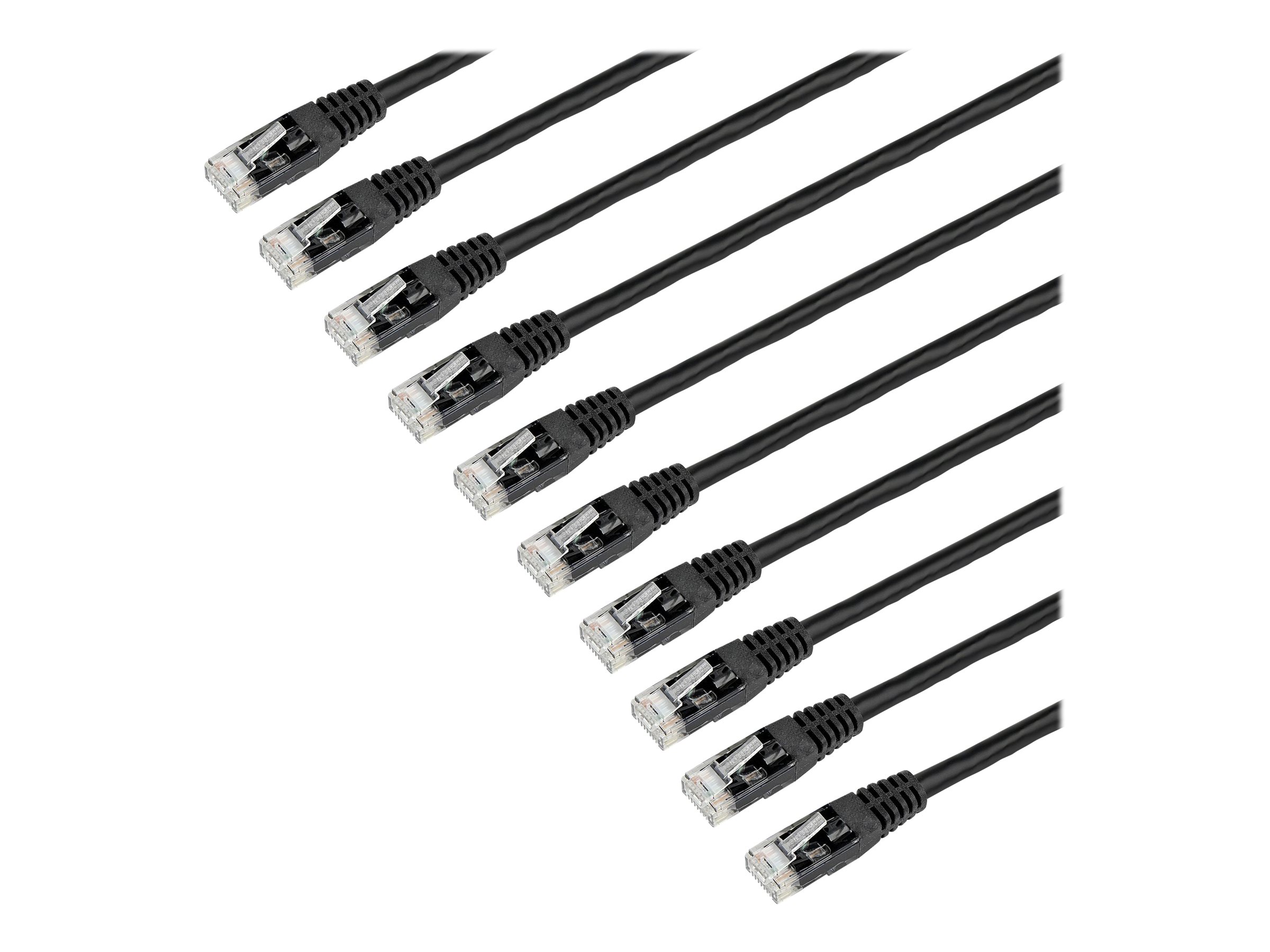 StarTech.com 6ft CAT6 Ethernet Cable, 10 Gigabit Molded RJ45 650MHz 100W PoE Patch Cord, CAT 6 10GbE UTP Network Cable with Strain Relief, Black, Fluke Tested/UL Certified Wiring, 10 Pack