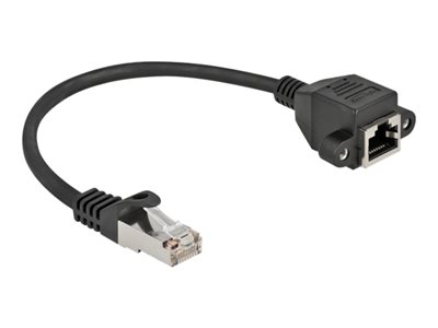 DELOCK Verläng. S/FTP RJ45 Ste.< RJ45 Bu. Cat.6A 25cm Black