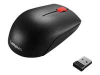 Lenovo Essential Compact - Mouse - right and left-handed - 3 buttons - wireless - 2.4 GHz - USB wireless receiver - black - OEM