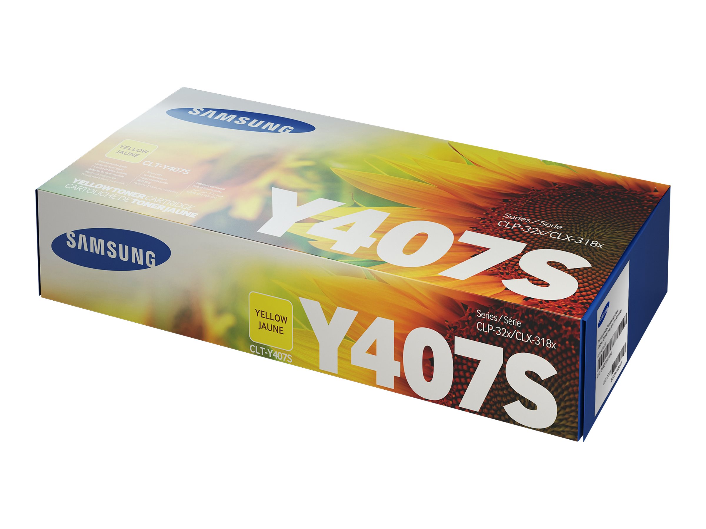 HP CLT-Y407S yellow original toner cartridge Product shot Right-angle 80000