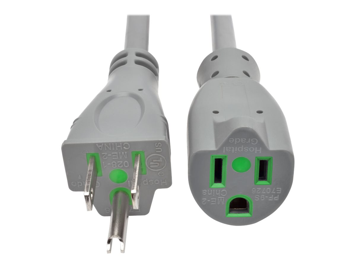 Tripp Lite 15ft Hospital Medical Power Extension Cord 5-15P 5-15R 15A Gray