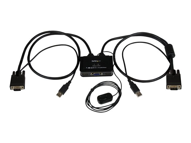 Image of StarTech.com 2 Port USB VGA Cable KVM Switch - USB Powered with Remote Switch - KVM with VGA - Dual Port VGA KVM Switch (SV211USB) - KVM switch - 2 ports