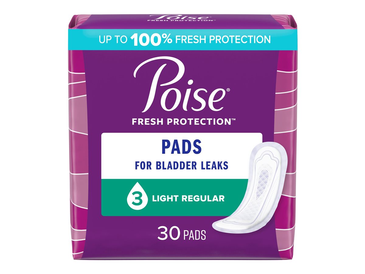 Poise Incontinence & Postpartum Regular Length Pads - Light Absorbency - 30  Count