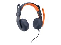 Logitech Zone Learn Wired On-Ear Headset for Learners, 3.5mm AUX Kabling Hovedtelefoner Sort Orange