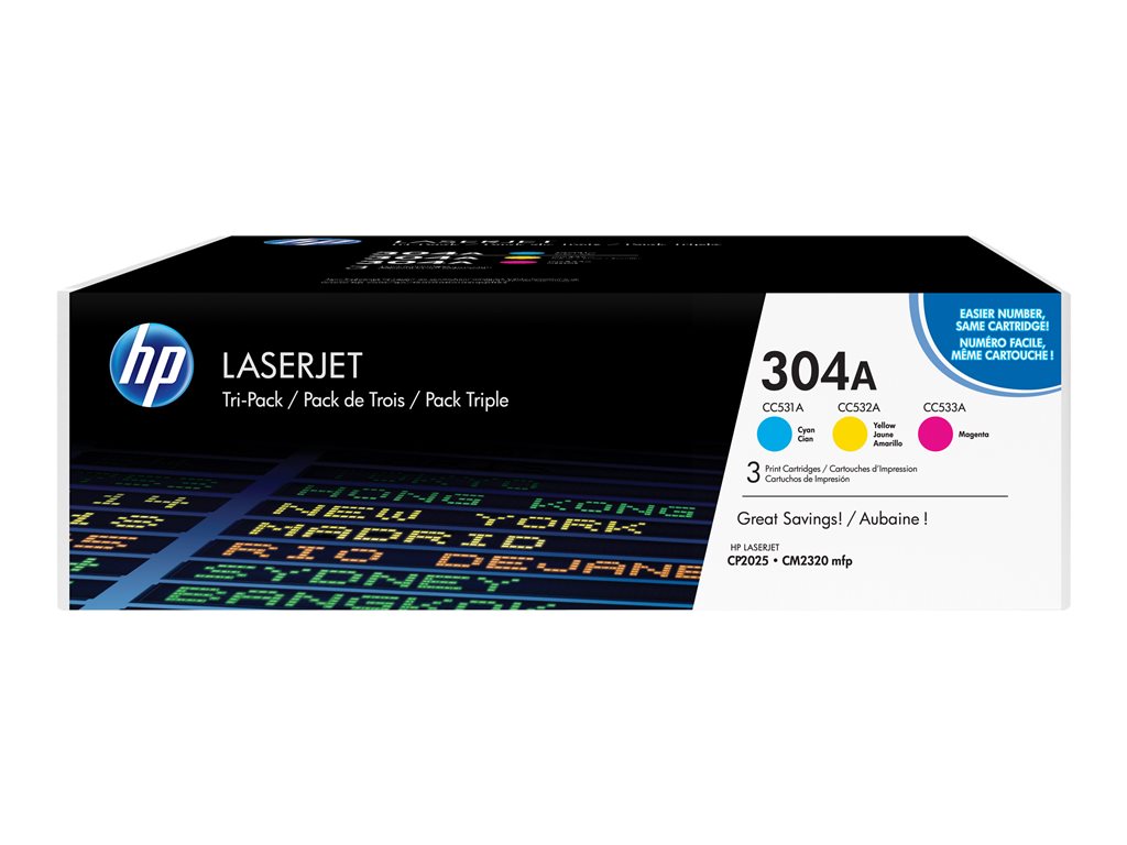 HP 304A CYM Tri-Pack LaserJet Toner Cart