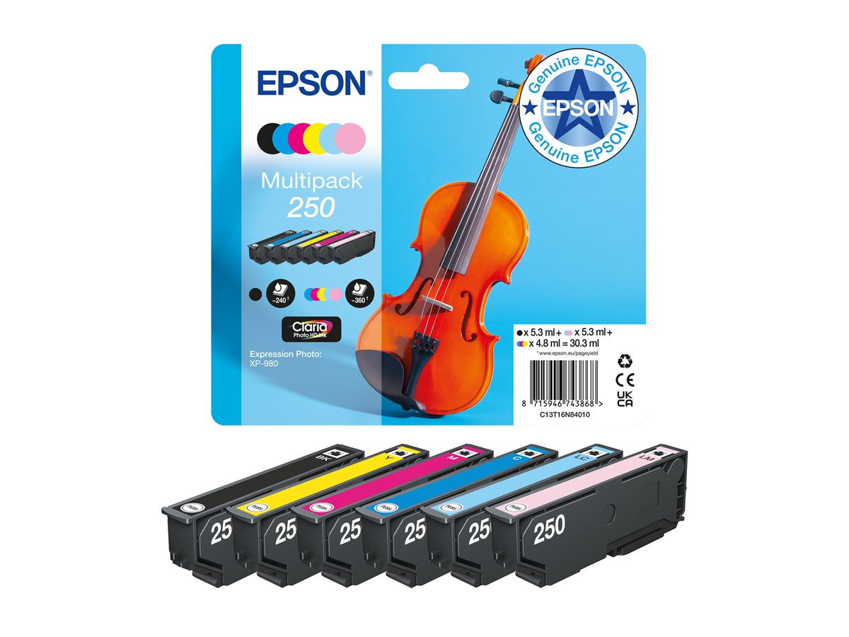Epson 250 Multipack - 6-balení - černá, žlutá, azurová, purpurová, světle azurová, světlá fialová - originální - inkoustová cartridge – foto 2