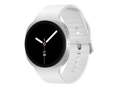 Samsung Galaxy Watch8 44 mm silver smart watch with sport band rubber white 