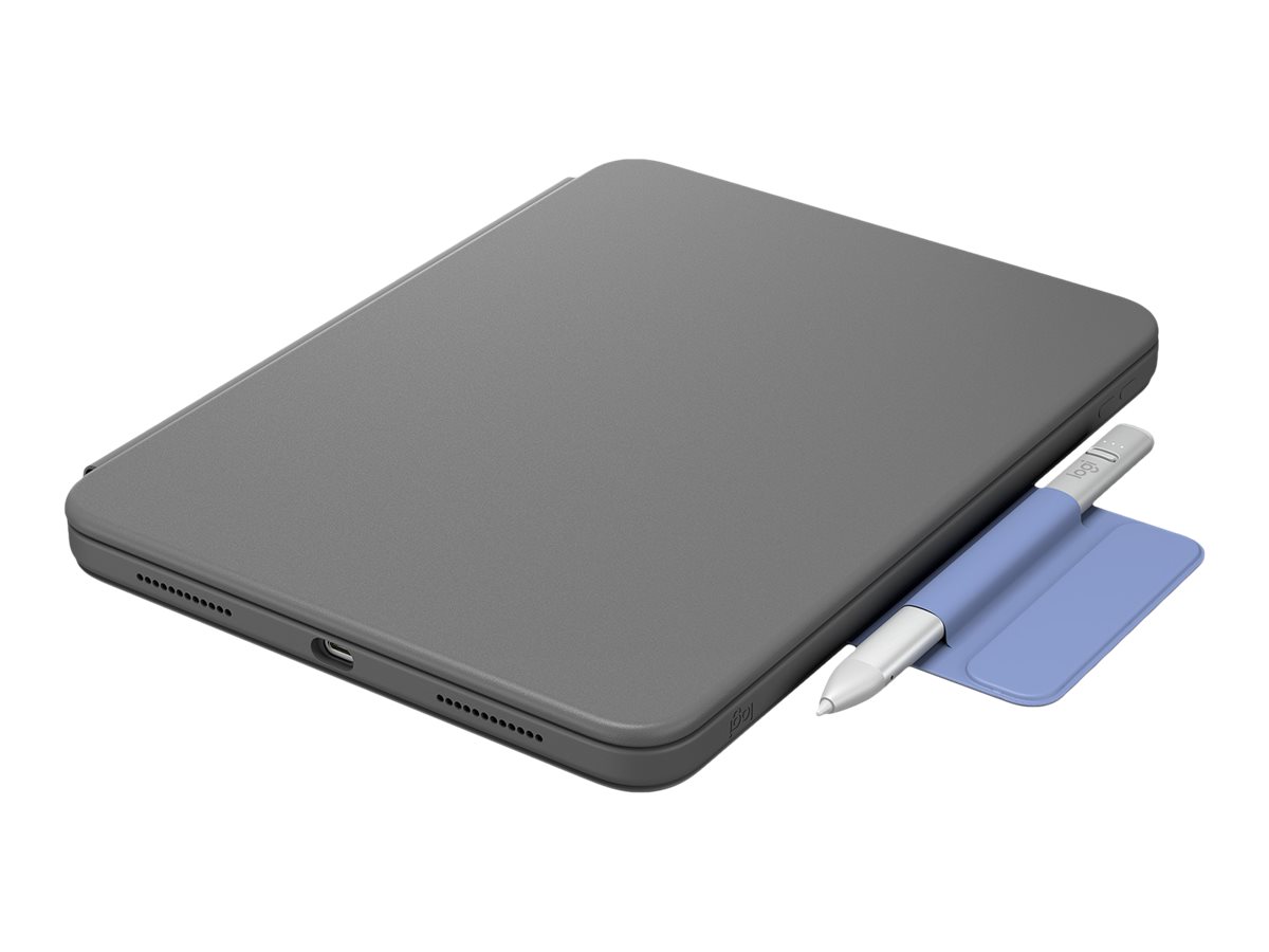 Logitech Rugged Folio keyboard and folio case QWERTY English graphite Input Product shot Right-angle 79850