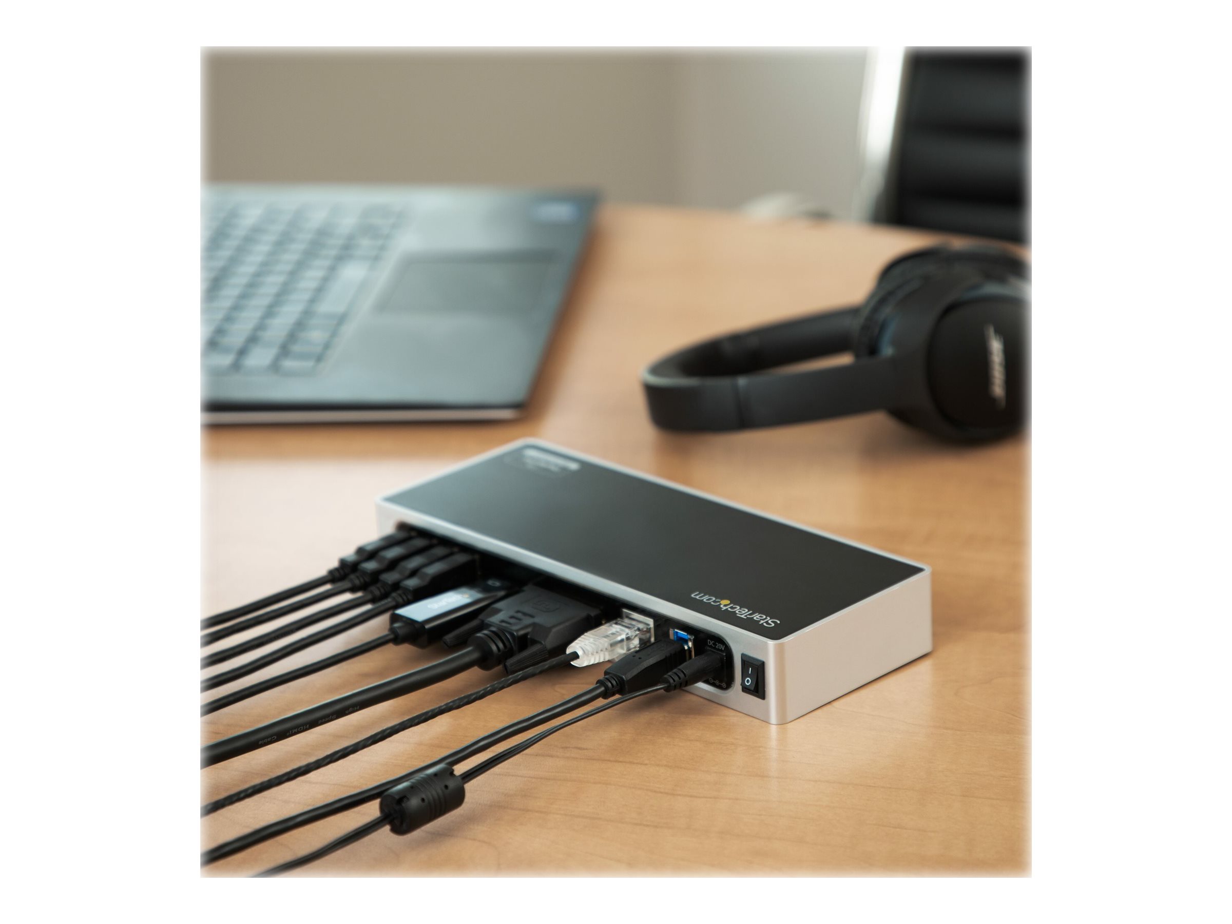 StarTech.com - Docking Station USB 3.0 de 2 Monitores para Portátil - HDMI/DVI/VGA  - Hub Ladrón 3x USB-A - GbE - Audio - Replica