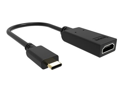 USB C to HDMI adaptor -plugs into USB C and has fu
