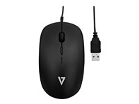 V7 MU200-1E - Low Profile - mouse - optical - 4 buttons - wired - USB - black