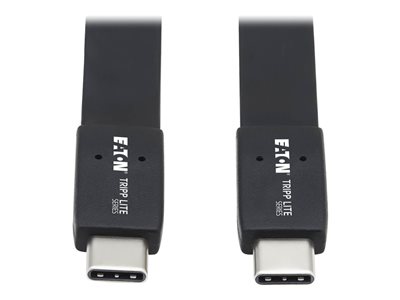 Eaton Tripp Lite Series USB C Cable Flat USB 3.1 Gen 2 10Gbps M/M Thunderbolt 3 Black 3ft