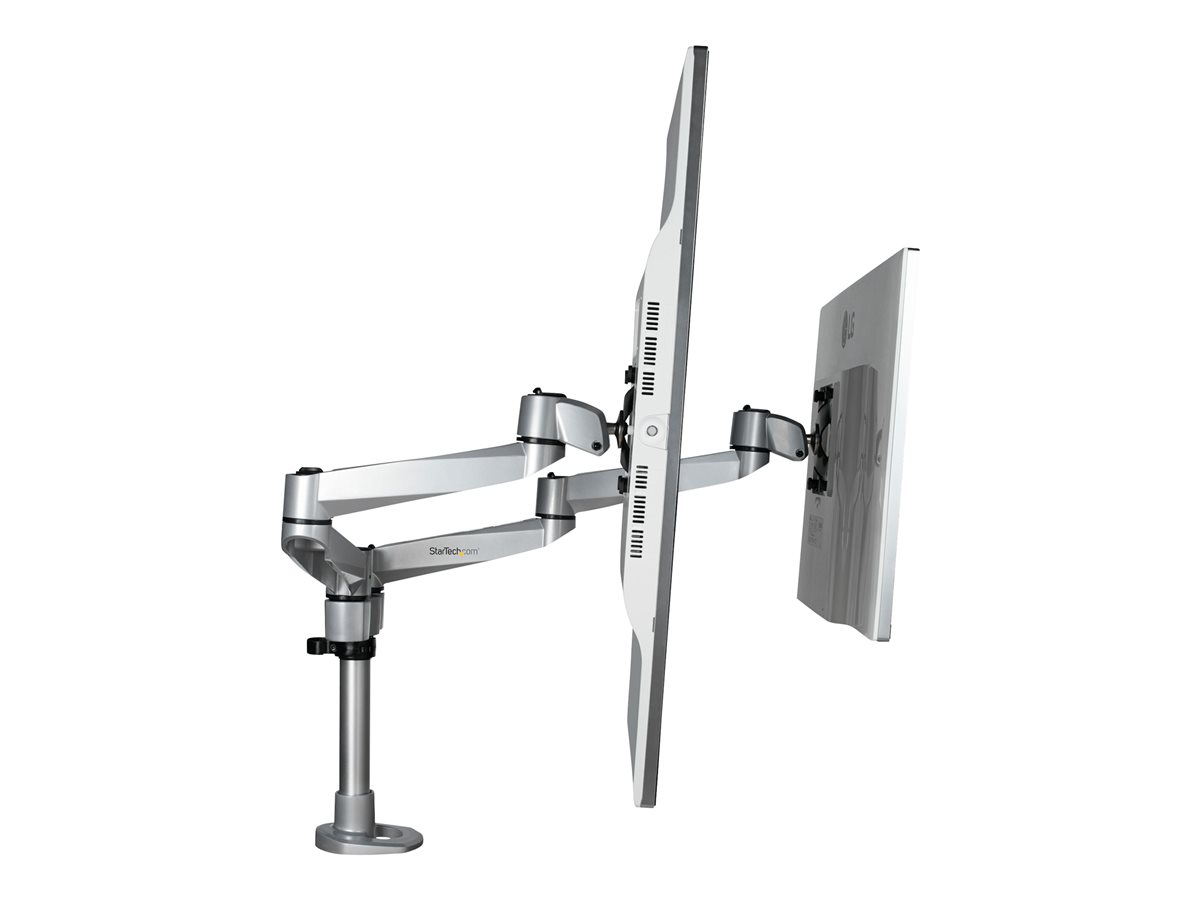 StarTech.com Desk Mount Dual Monitor Arm, Premium Articulating Monitor Arm, up to 27" VESA Mount Displays, Height Adjustable Monitor Mount, Rotating/Swivel/Tilt, Desk Clamp/Grommet, Silver - Easy & Quick Assembly (ARMDUALPS) montážní sada - nastavitelné rameno - pro 2 LCD displeje - stříbrná - kompatibilní s TAA – foto 10