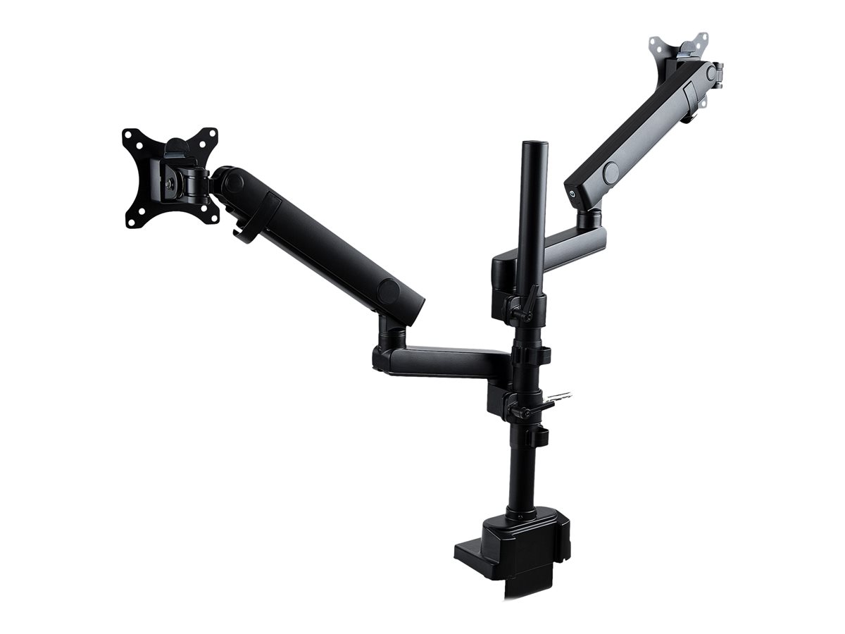 StarTech.com Desk Mount Dual Monitor Arm, Full Motion Monitor Mount for 2x VESA Displays up to 32" (up to 17lb/8kg), Ergonomic Vertical Stackable Arms, Articulating, Height Adjustable - Pole Mount, C-Clamp/Grommet (ARMDUALPIVOT) montážní sada - full-motion dual arm - pro 2 monitory - černá – foto 6