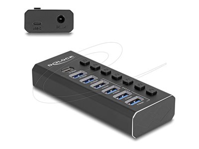 Delock 7Port USB Hub mit 3 Ports 10 Gbps und 4 SchnellladeP
