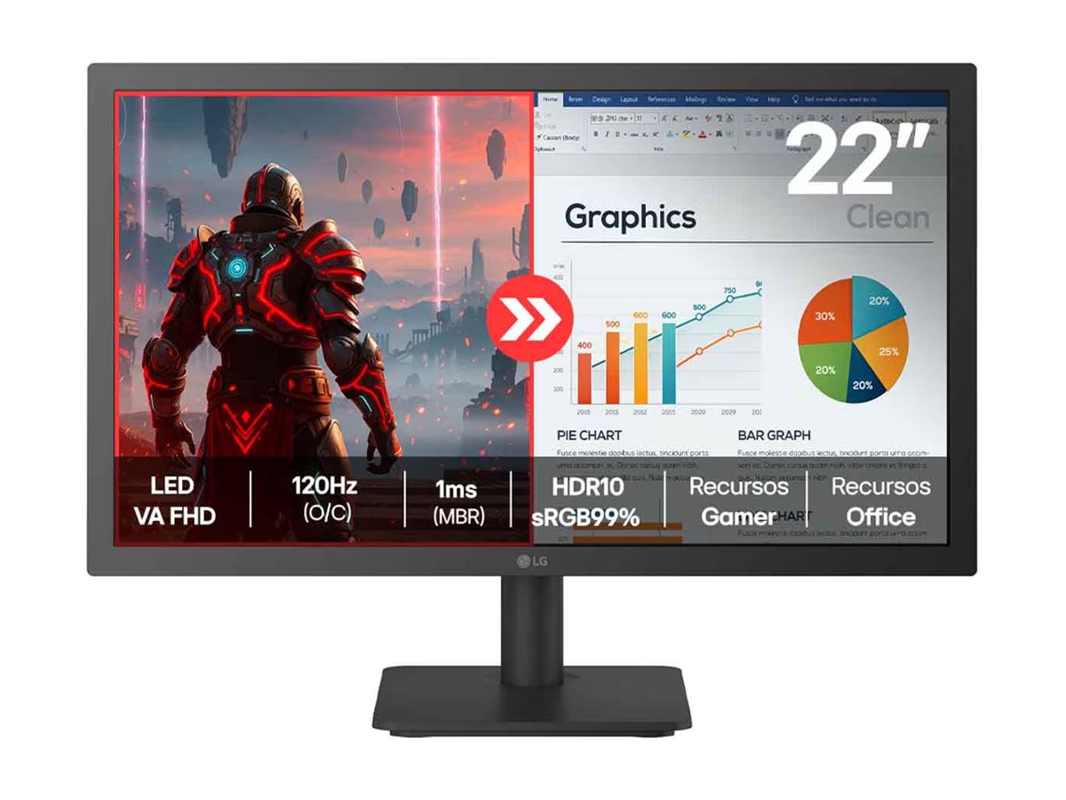 LG - LED-backlit LCD monitor - 22" - 120Hz sRGB 99 HDR 10. 1ms MBR