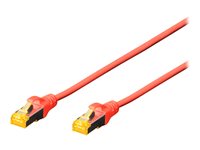 DIGITUS Professional CAT 6a Kabel med afskærmning med folie og kobberfletning (SFTP 25cm Patchkabel Rød