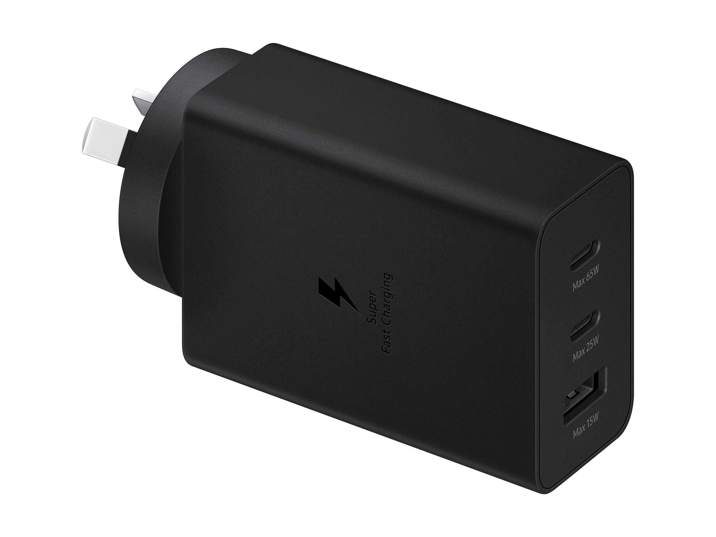 Samsung EP-T6530 power adapter 2 x USB-C USB 65 Product shot Right-angle 80000
