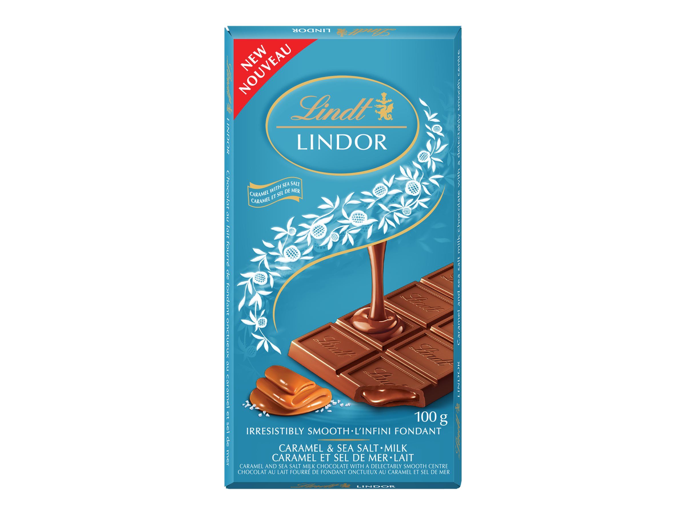 Lindt LINDOR Milk Chocolate Bar - Caramel & Sea Salt - 100g