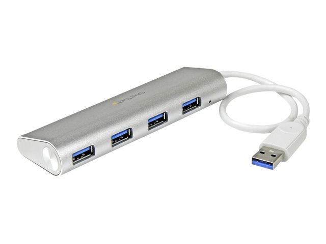 StarTech.com 4 Port Portable USB 3.0 Hub with Built-in Cable - Aluminum and Compact USB Hub (ST43004UA)