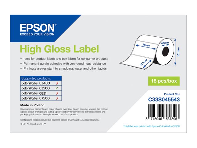 EPSON High Gloss Label - Die-cut Roll C33S045543